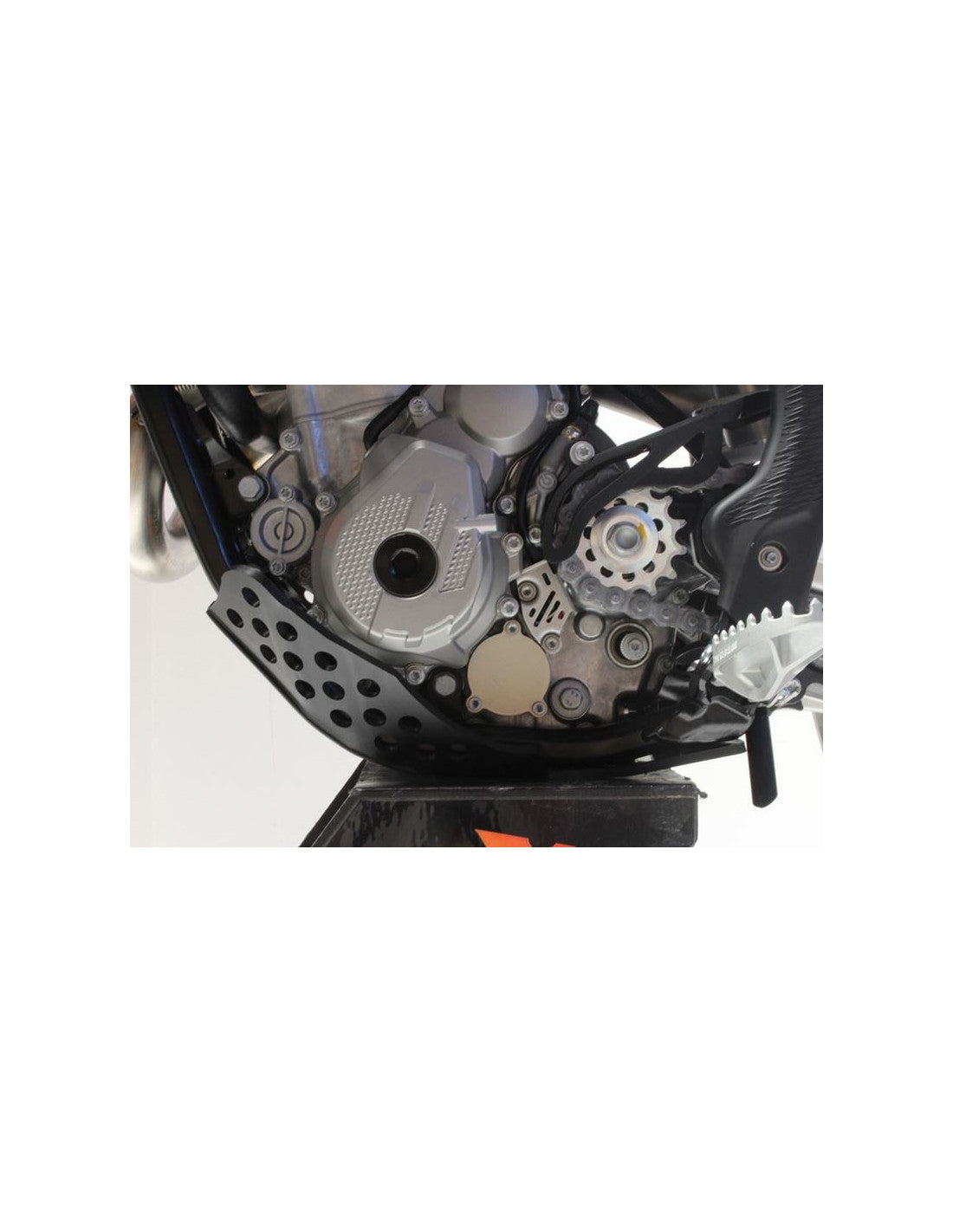 Left side of the black HDPE plastic skid plate for GasGas MC250F - EX250F - EX350F