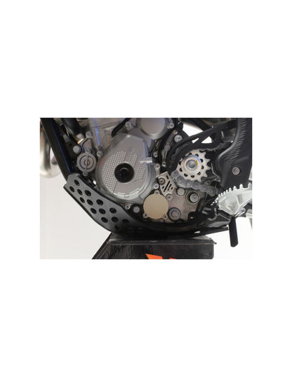 Left side of the black HDPE plastic skid plate for GasGas MC250F - EX250F - EX350F