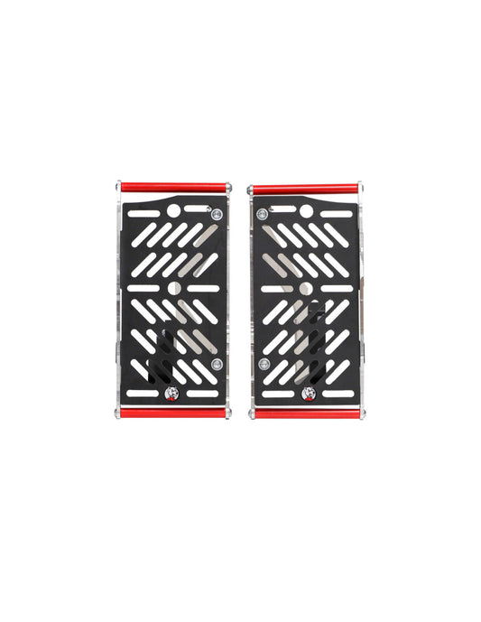 Protections de radiateurs en aluminium avec entretoises rouges et plaques démontables en plastique pour Beta 250 et 300 Xtrainer