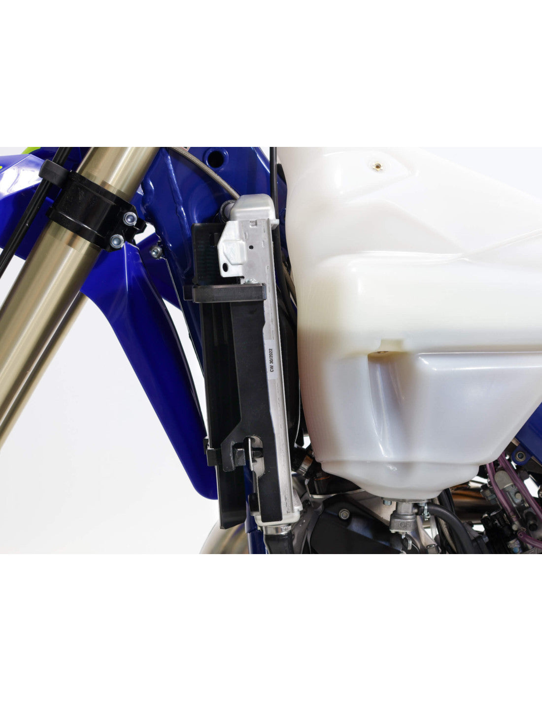 Side view of the radiator braces in HDPE plastic for Sherco 2-stroke and 4-stroke