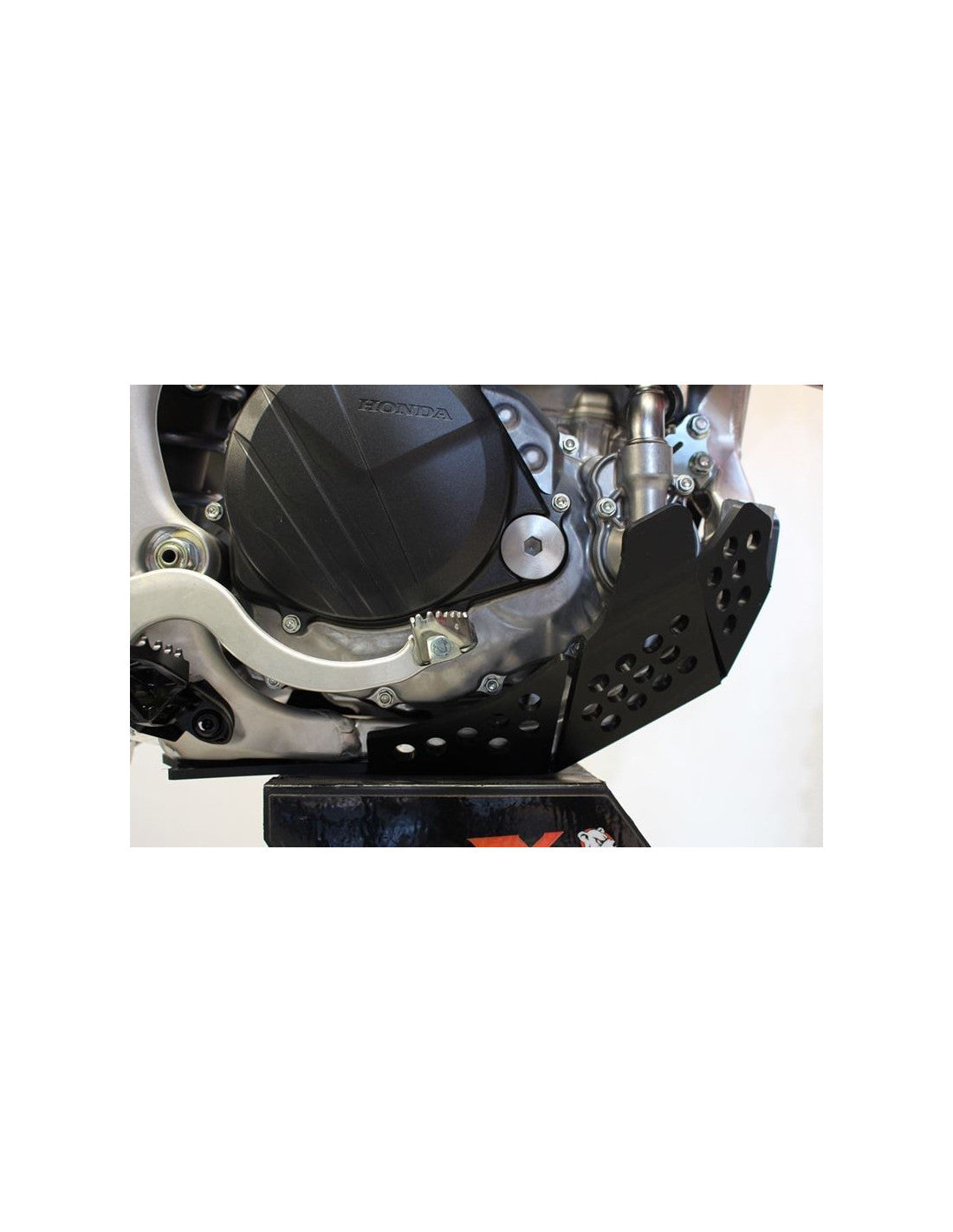 Right side of the black HDPE plastic skid plate for Honda CRF250R - CRF450R