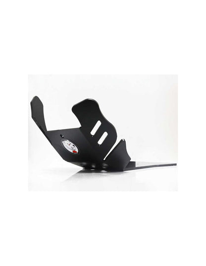 Left side of the black HDPE plastic skid plate for KTM - Husqvarna 125 / 150 2T