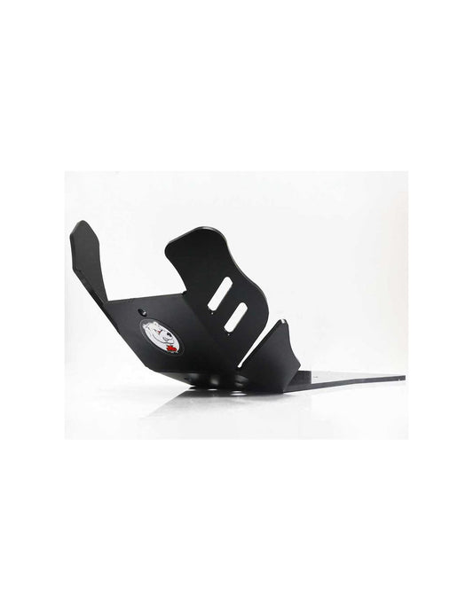 Left side of the black HDPE plastic skid plate for KTM - Husqvarna 125 / 150 2T