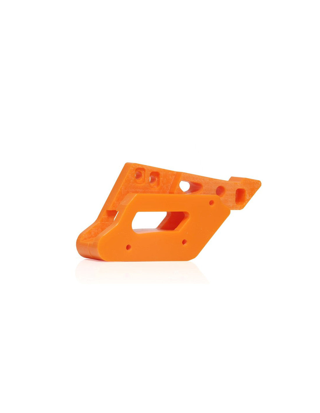 Side view of the orange chain guide in UHMW plastic for KTM