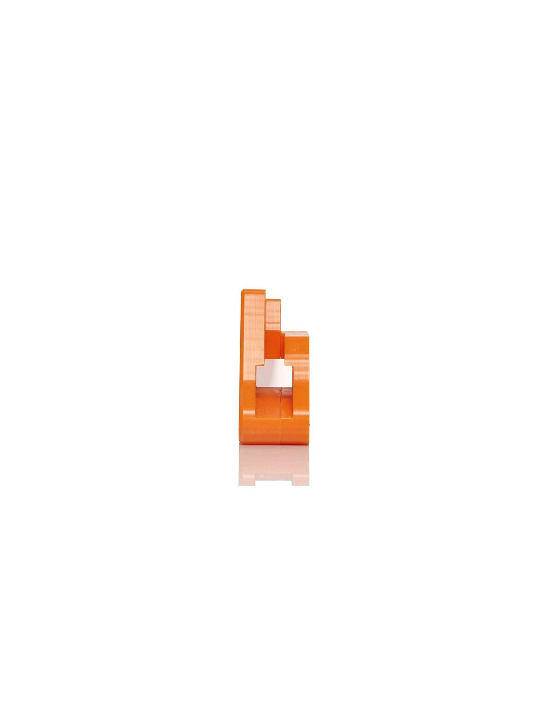 Vue arrière du guide chaine orange en plastique UHMW pour KTM