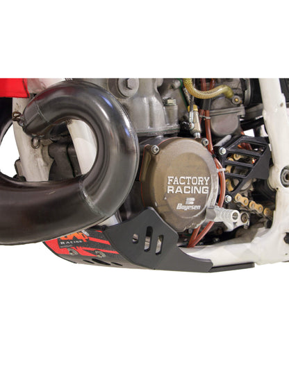 Left side of the 6mm black HDPE plastic skid plate for Honda CR250