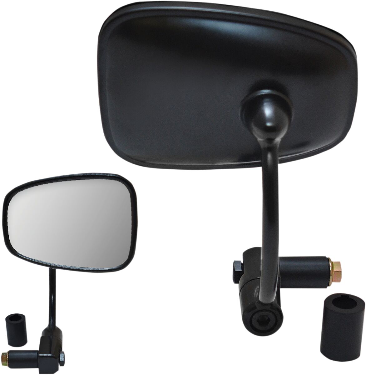 PARTS UNLIMITED MIRROR 7/8" BAR END SEMI-RECTANGULAR BLACK 17010