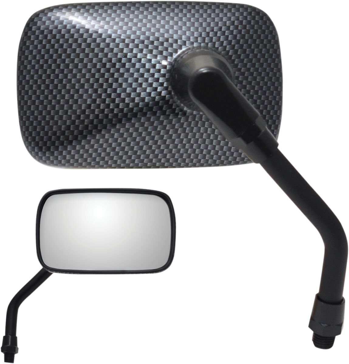 PARTS UNLIMITED MIRROR MINI RECTANGULAR UNIVERSAL CARBON 17053