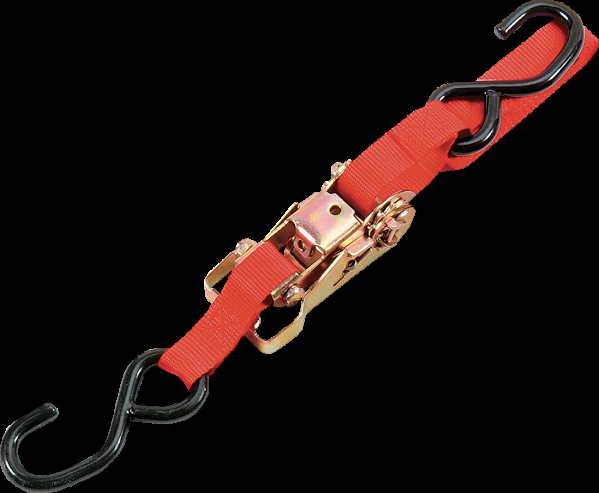 PARTS UNLIMITED HEAVY-DUTY RATCHETING TIE-DOWN WITH BUILT-IN RED 3920-0081