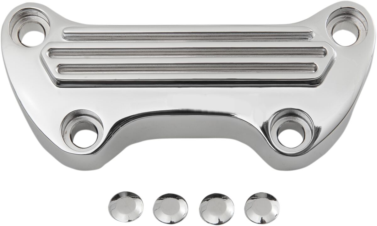 Drag Specialties HANDLEBAR TOP CLAMP FINNED CHROME 03-0106