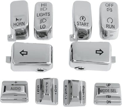 Drag Specialties SWITCH CAP KIT W/ AUDIO/CRUISE-CONTROL CHROME H18-033700-C