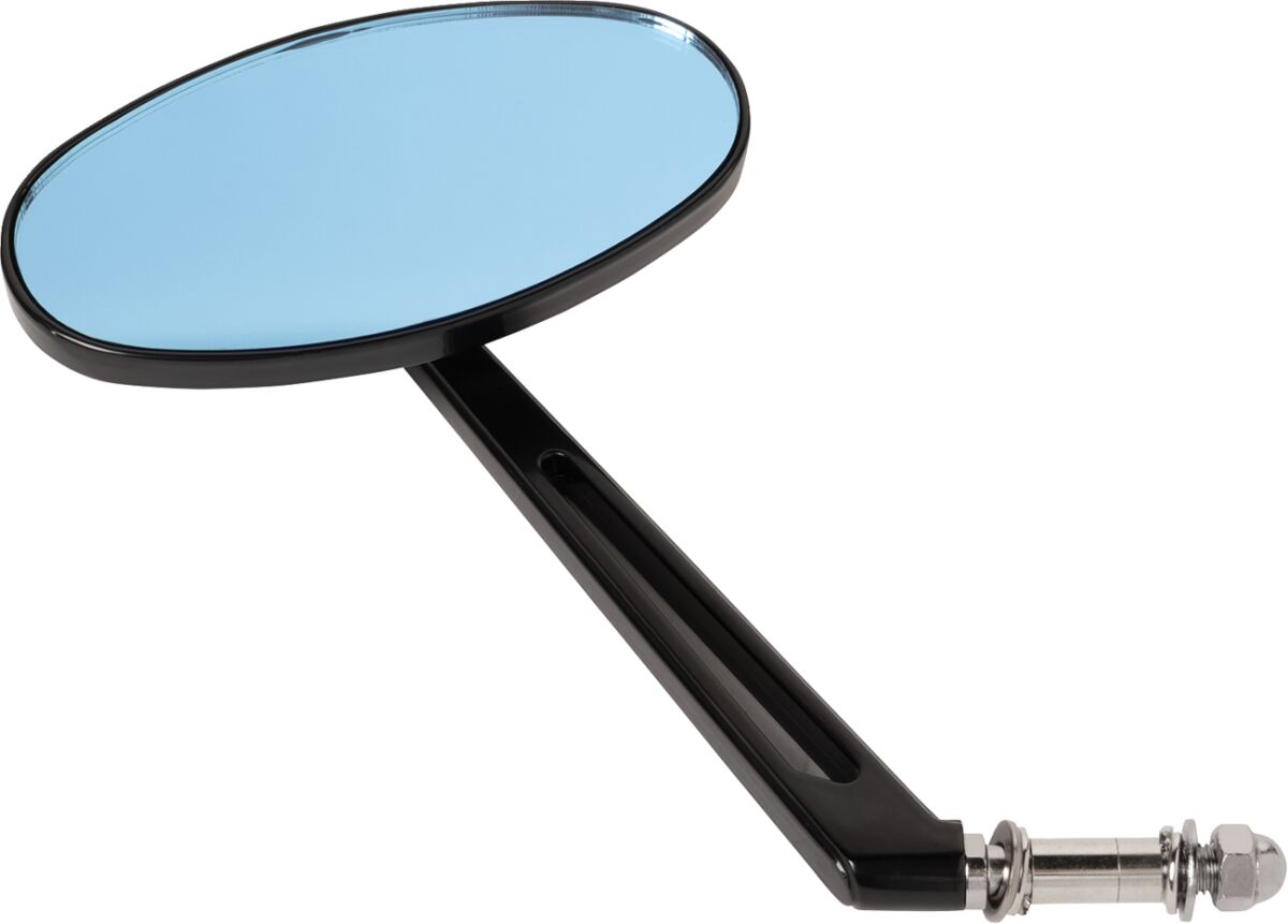 Drag Specialties MIRROR NESS STEALTH II OVAL W/ 6" STEM BLUE REFLECTOR BLACK 06400288SC-3N