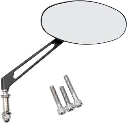Drag Specialties MIRROR NESS STEALTH II OVAL W/ 6" STEM BLUE REFLECTOR BLACK 06400288SC-3N