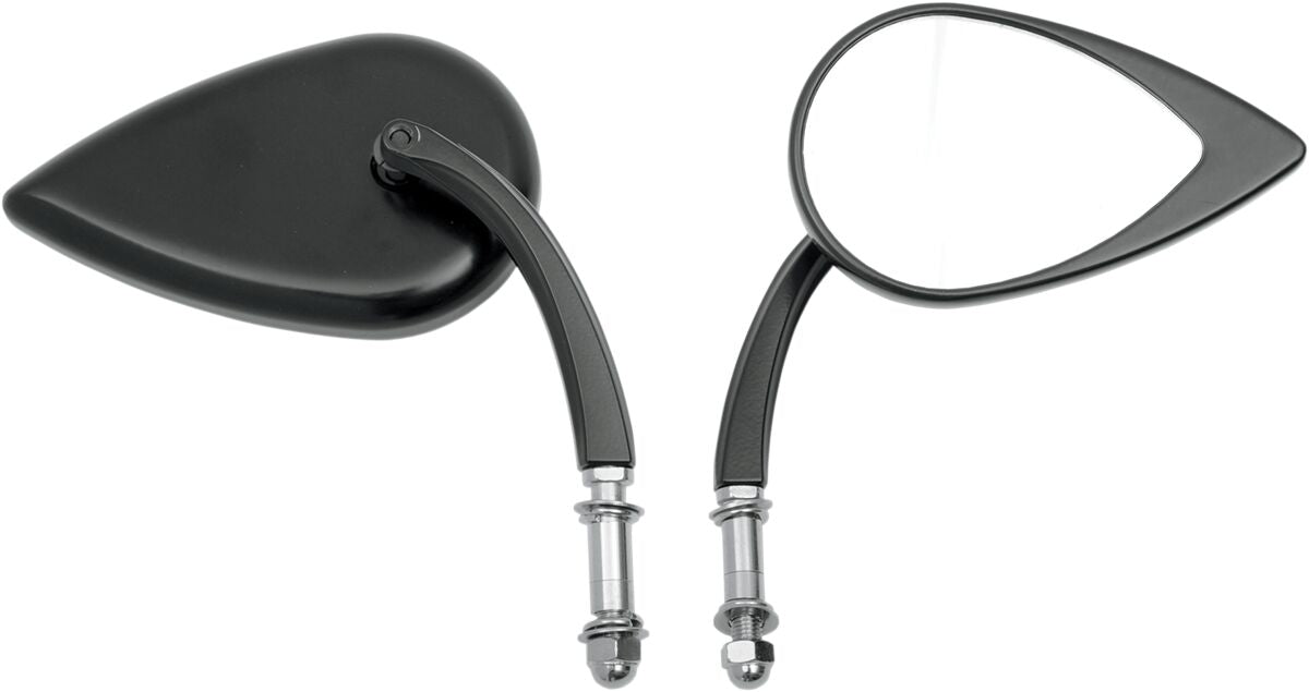 Drag Specialties MIRROR TEARDROP W/ SHORT STEM BLACK 0640-0690