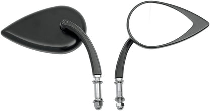 Drag Specialties MIRROR TEARDROP W/ SHORT STEM BLACK 0640-0690