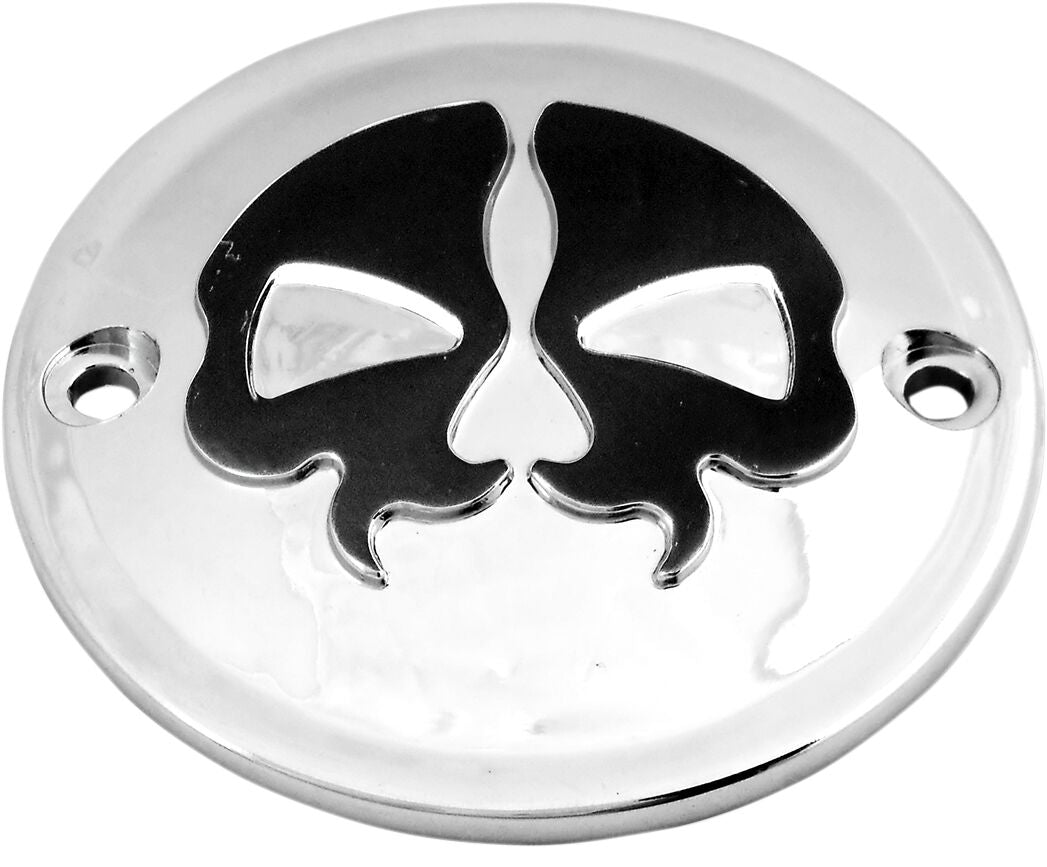 Drag Specialties COVER POINTS 2-HOLE SPLIT SKULL CHROME 78041