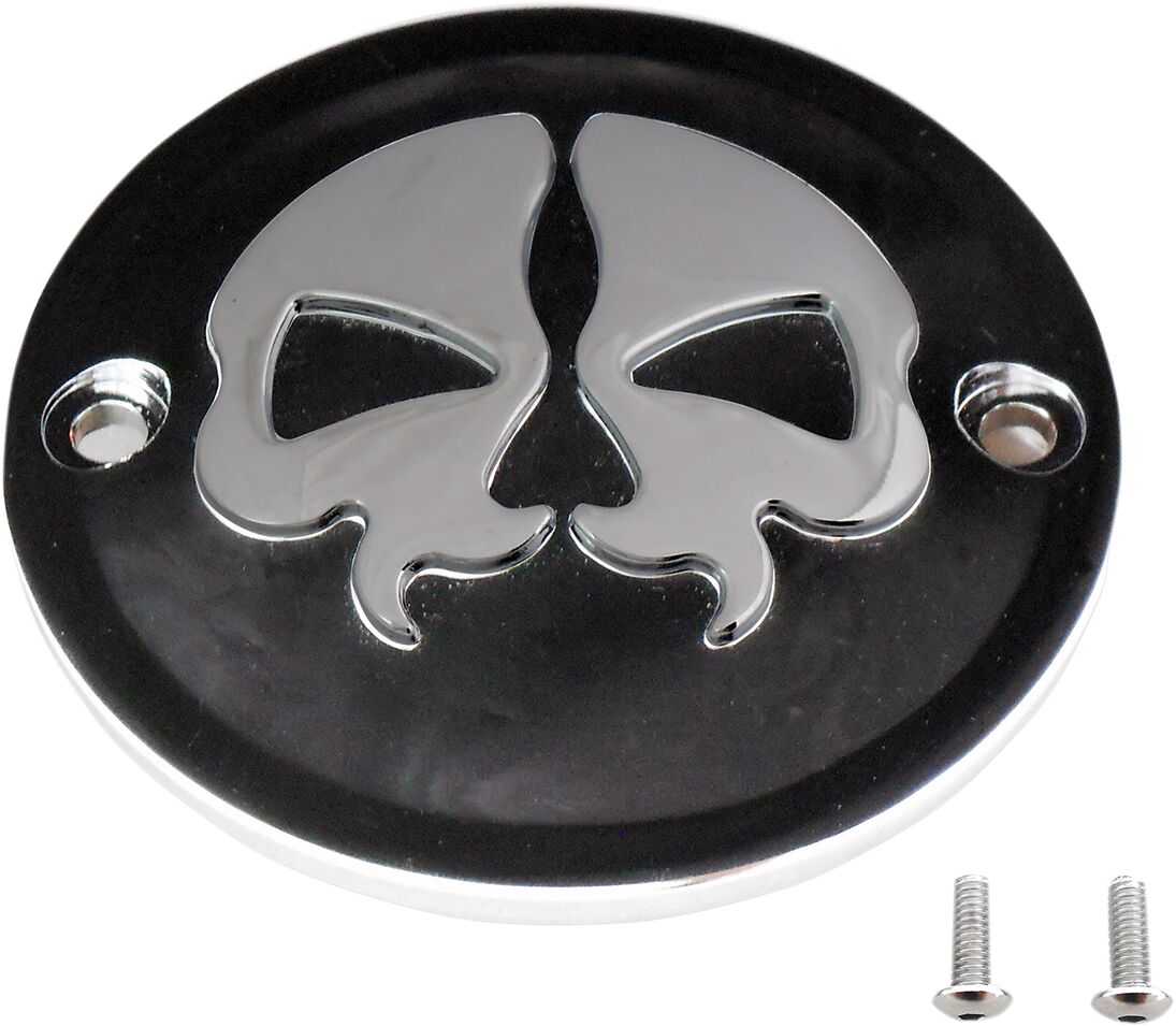 Drag Specialties COVER POINTS 2-HOLE SPLIT SKULL BLACK 78041B