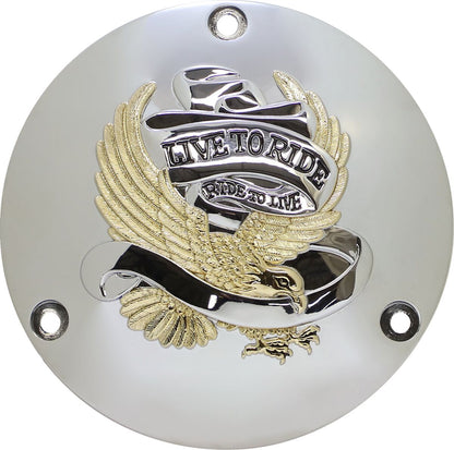 Drag Specialties LIVE TO RIDE DERBY COVER GOLD 3-HOLE 33-0010DA