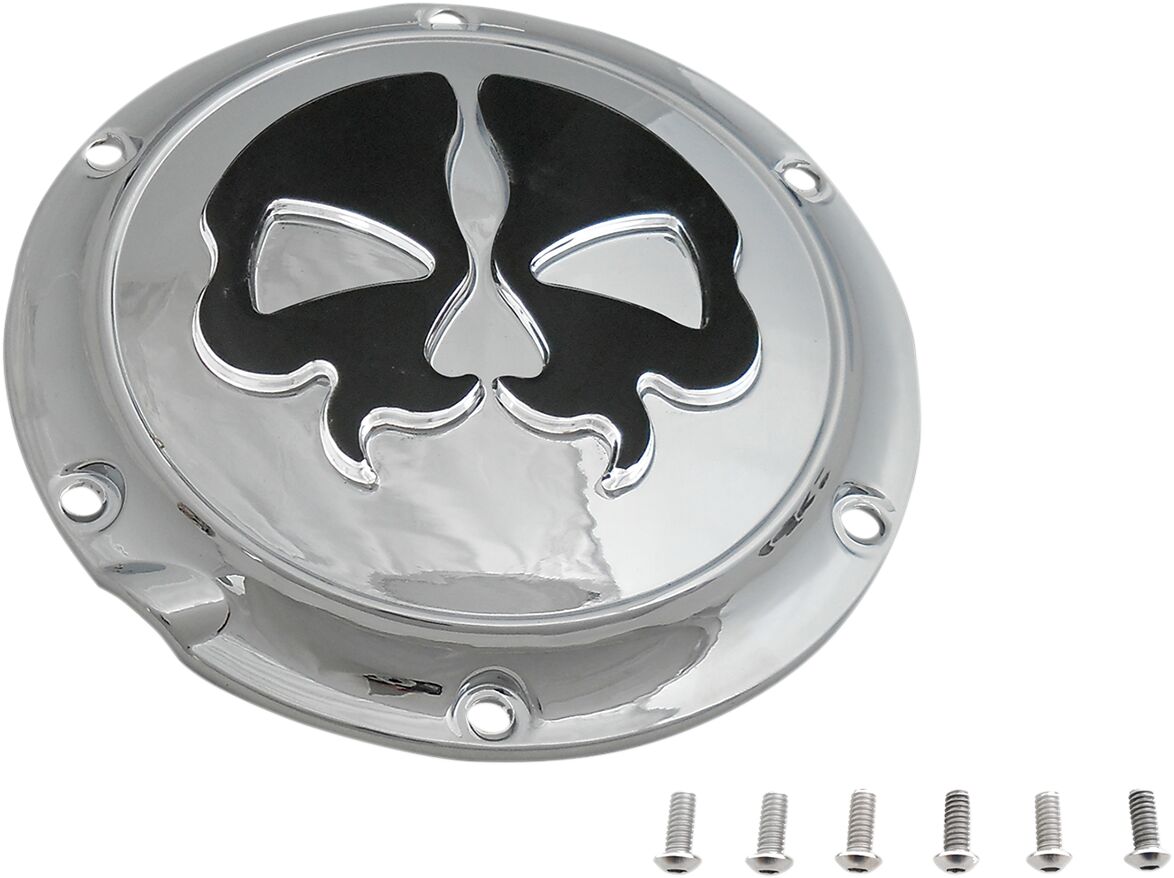 Drag Specialties COVER DERBY SPLIT SKULL 6-HOLE CHROME 78044