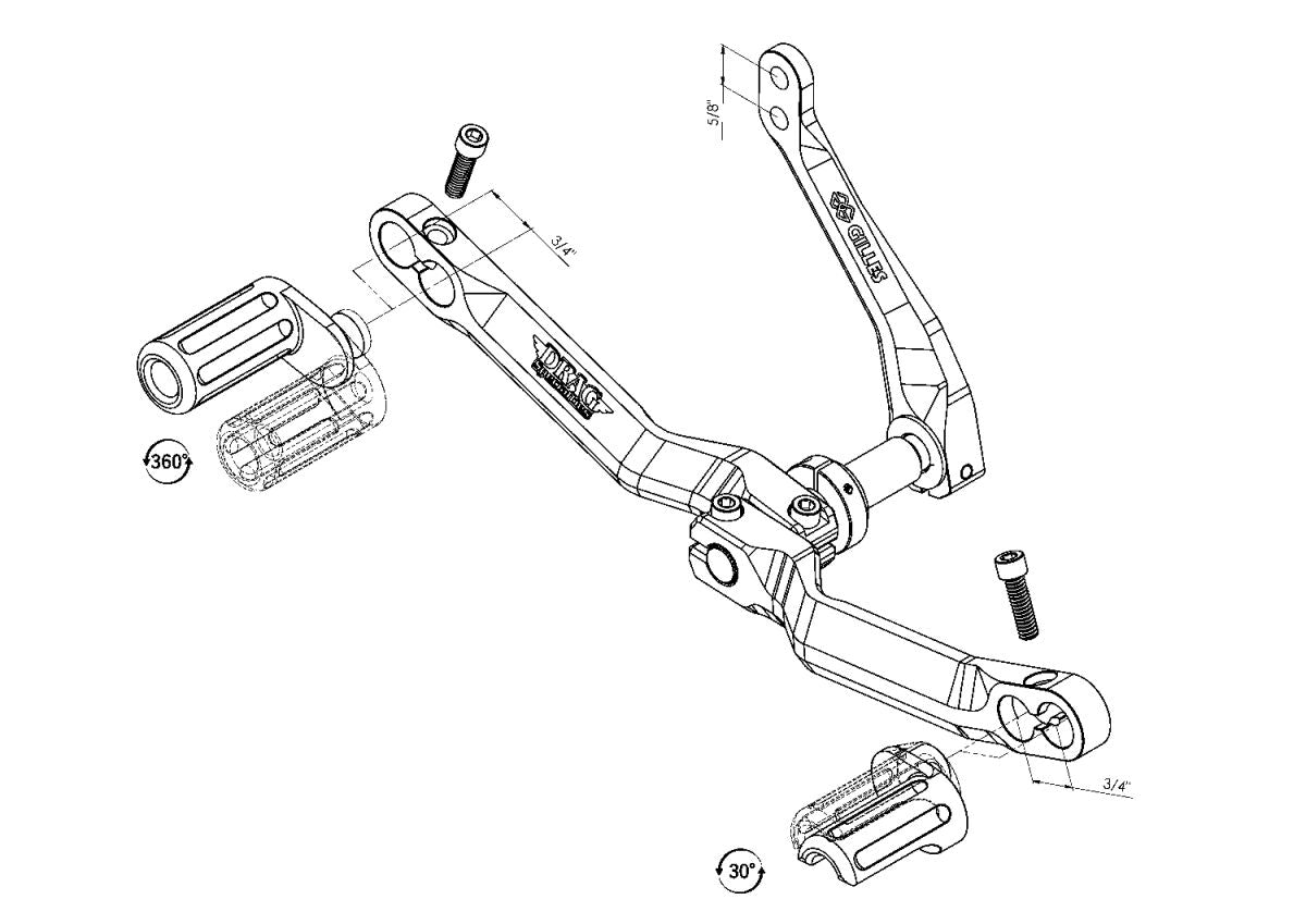 Drag Specialties SHIFTER HEEL/TOE ADJUSTABLE BL RCT-B003-BD