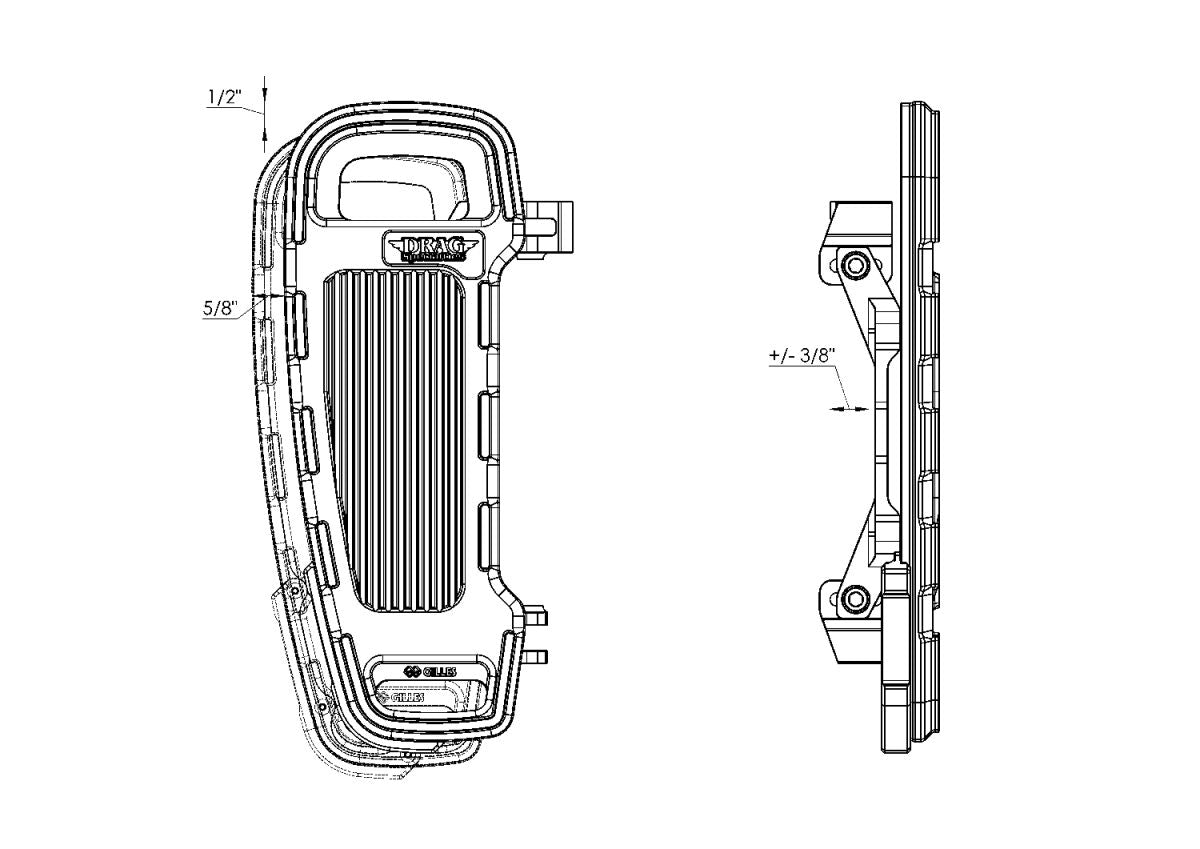 Drag Specialties FLOORBOARD ADJUSTABLE WIDTH BL FB-B002-BD
