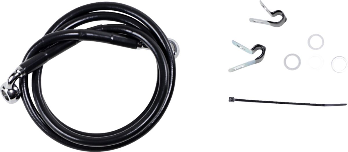 Drag Specialties FRONT BRAKE LINE BLACK VINYL COATED STAINLESS STEEL 640210-BLK