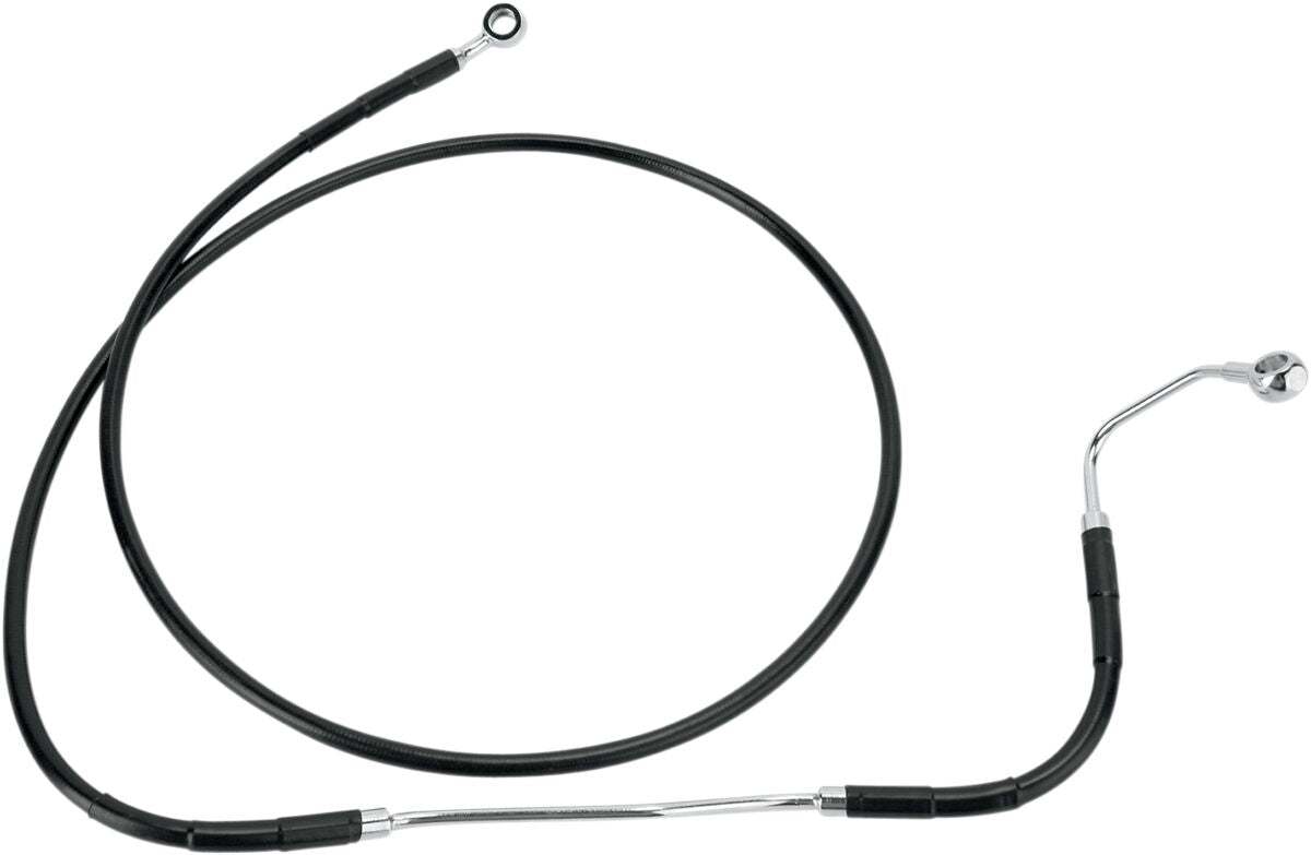 Drag Specialties FRONT UPPER BRAKE LINE BLACK VINYL COATED STAINLESS STEEL EXTENDED 8" 691182-8BLK