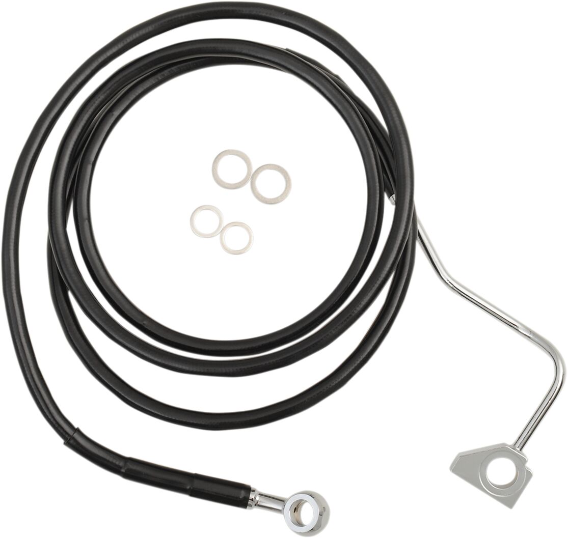 Drag Specialties BLACK VINYL/STAINLESS EXTENDED LENGTH FRONT BRAKE LINE KIT 614220-8BLK