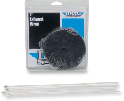 Drag Specialties EXHAUST HEAT WRAP 1" X 25' BLACK W/ TIE 526-2002