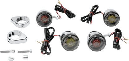 Drag Specialties TURN SIGNAL KIT DEUCE RED/AMBER LED SMOKE LENS 12-0212