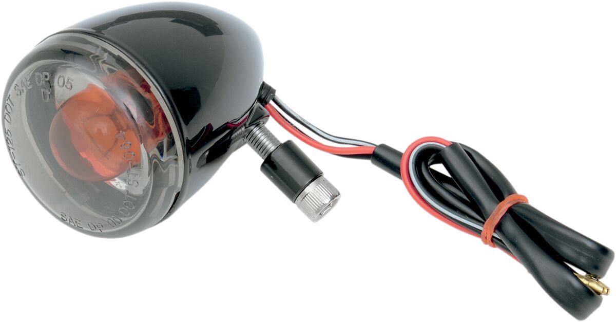 Drag Specialties TURN SIGNAL KIT FRONT OEM DEUCE-STYLE SMOKE LENS GLOSS BLACK L12-0232BFDC/M