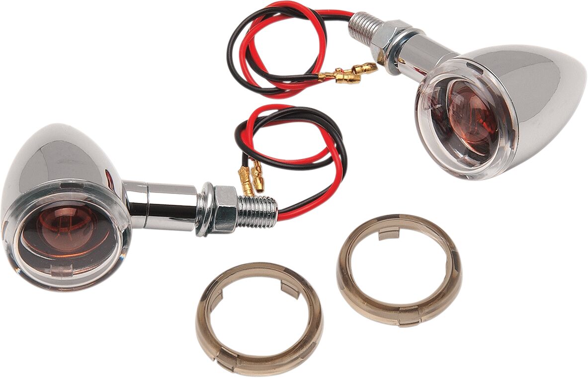 Drag Specialties MINI-DEUCE MARKER LIGHTS STUD-MOUNT CLEAR/SMOKE LENS CHROME 20-6390C/M1