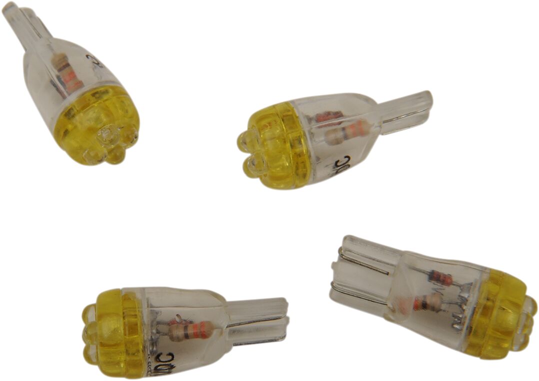 Drag Specialties MINI WEDGE LED BULB AMBER 12V T10-4LEDA-HC