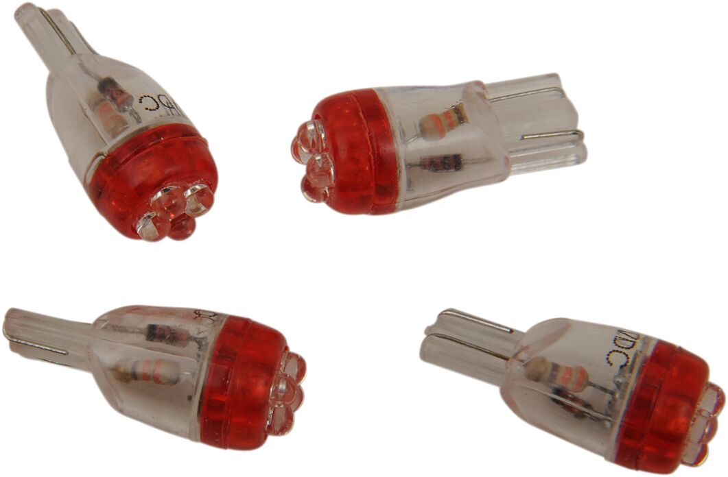 Drag Specialties MINI WEDGE LED BULB RED 12V T10-4LEDR-HC