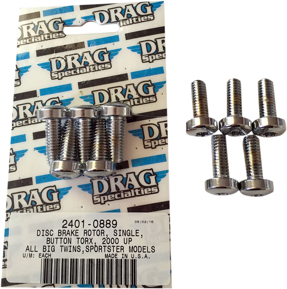 Drag Specialties DISC BRAKE FRONT HUB MOUNTING BOLT KIT CHROME MK771