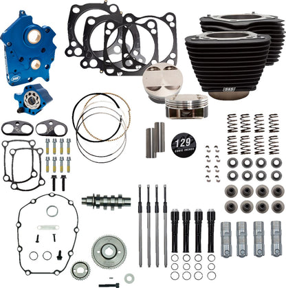 S&S CYCLE 129" Power Package Engine Performance Kit - Gear Drive - Oil Cooled - M8 310-1228