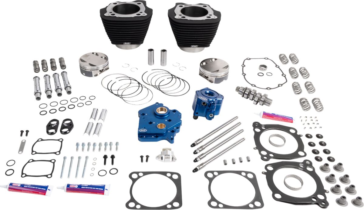 S&S CYCLE 132" Power Package - HPT496 - Chain Drive - Oil Cooled - Black w/o Highlights - M8 310-1389