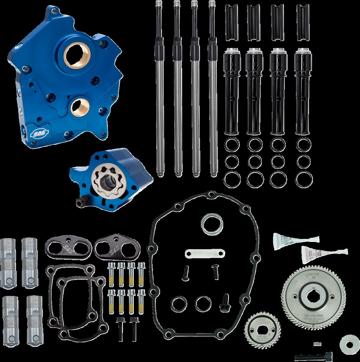 S&S CYCLE Cam Chest Kit w/o Cams Gear drive Wtr cooled Blk PR M8 17-23 310-1260