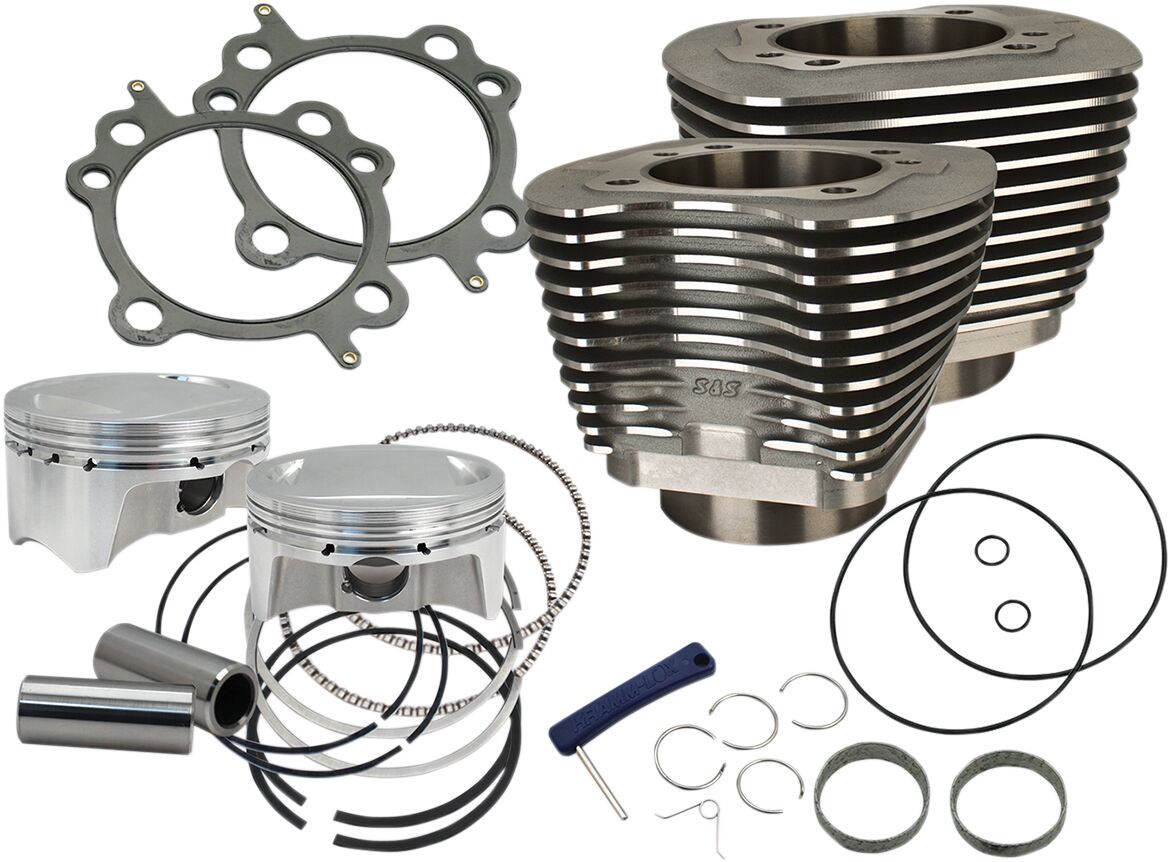S&S CYCLE CYLINDER KIT 4" BORE BOLT-IN SIDERWINDER WRINKLE BLACK 910-0646