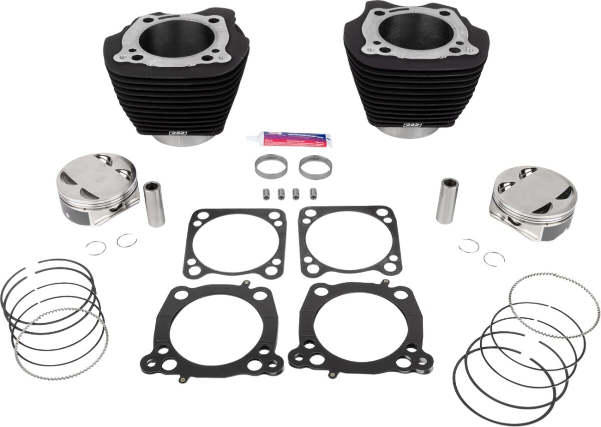 S&S CYCLE 132" Cylinder Kit - 4.500" Stroke - Wrinkle Black w/o Highlighted Fins - M8 910-0846A