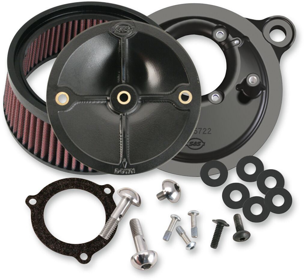 S&S CYCLE AIR CLEANER KITS STEALTH W/O COVER FOR 66MM THROTTLE HOG BODIES BLACK 170-0165