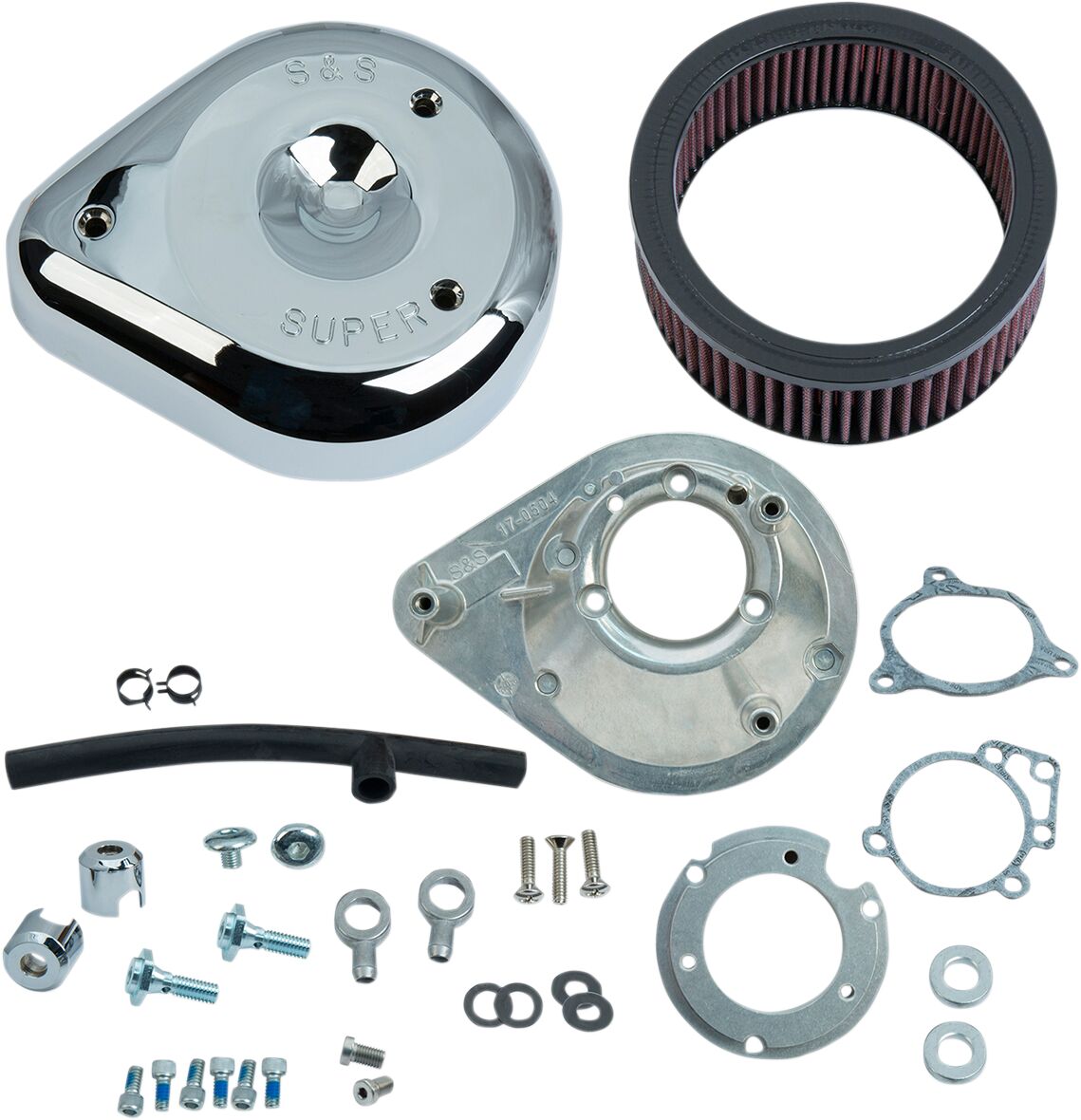 S&S CYCLE AIR CLEANER KIT CLASSIC TEARDROP STOCK BORE TBW CHROME 170-0305B