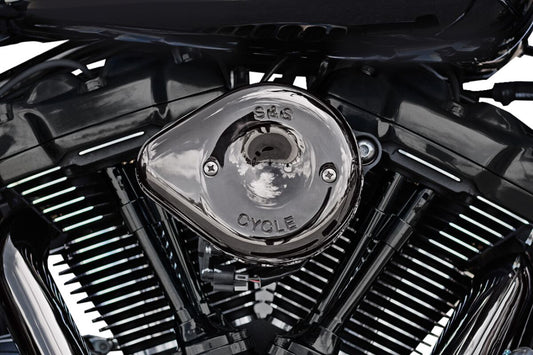 S&S CYCLE Air Cleaner Kit Stealth Mini Teardrop Lava Chrome 17-23 M8 170-0782