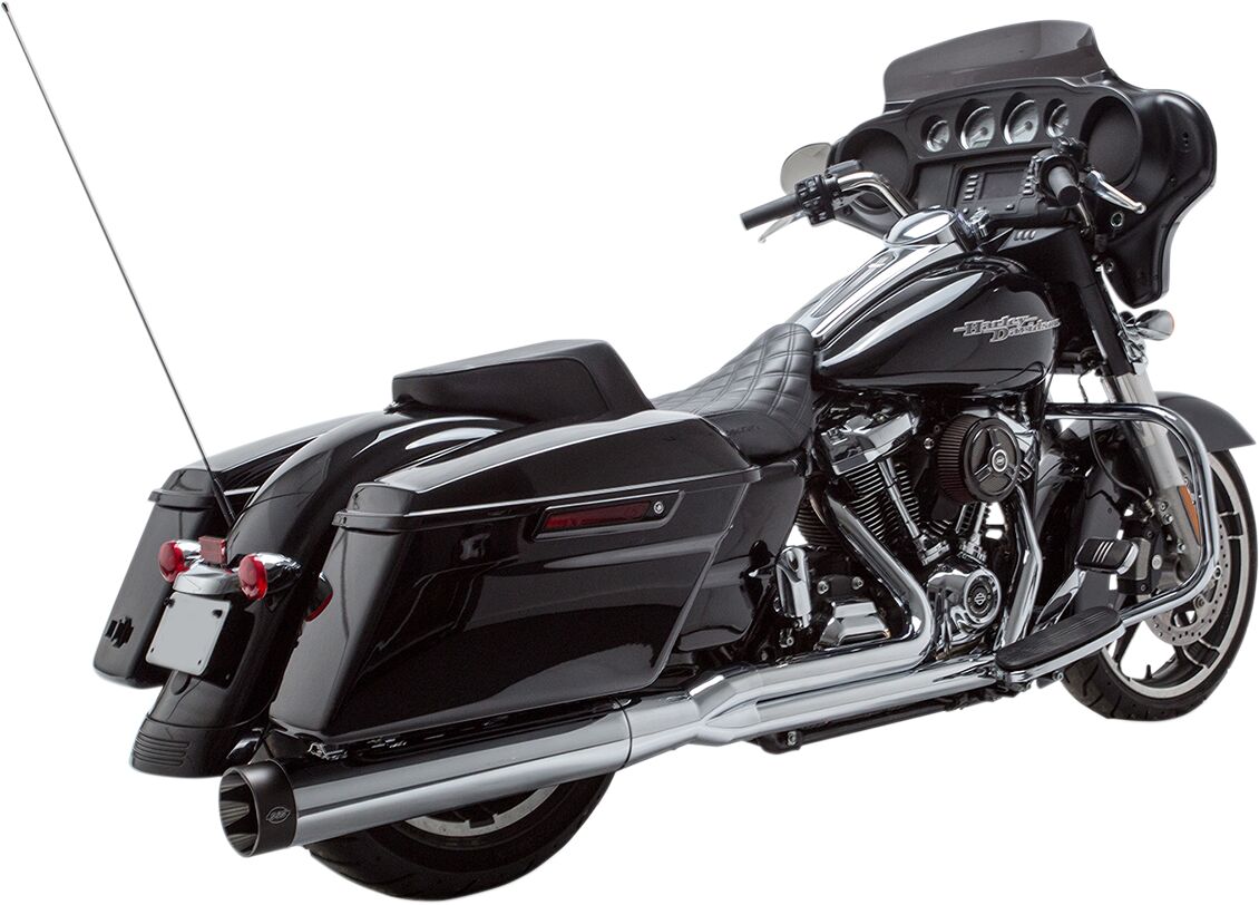S&S CYCLE EXHAUST SYSTEM 2-1 SIDEWINDER STAINLESS STEEL CHROME W/BLACK END CAPS 550-0728