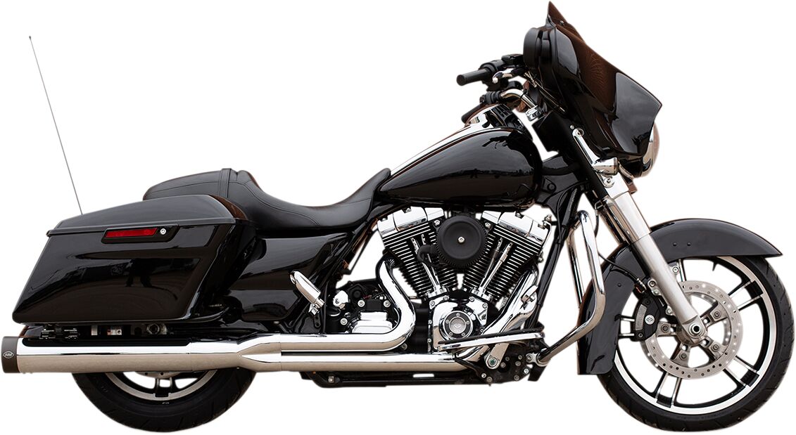 S&S CYCLE EXHAUST SYSTEM 2-1 SIDEWINDER CHROME W/BLACK END CAPS 550-0776