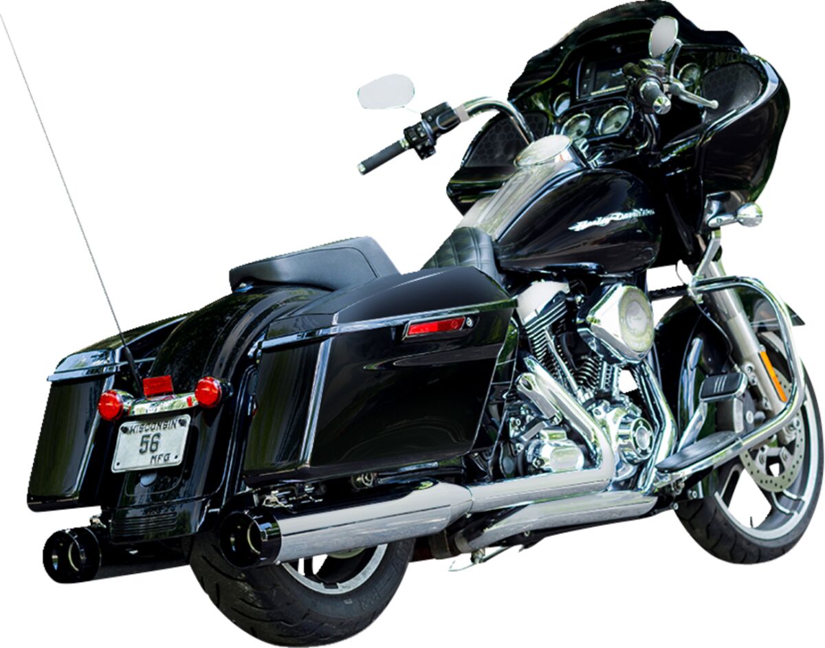 S&S CYCLE MUFFLER 4.5" SLIP-ON MK45 BLACK CONTRAST CUT THRUSTER END CAP-CHROME BODY FINISH 550-0619