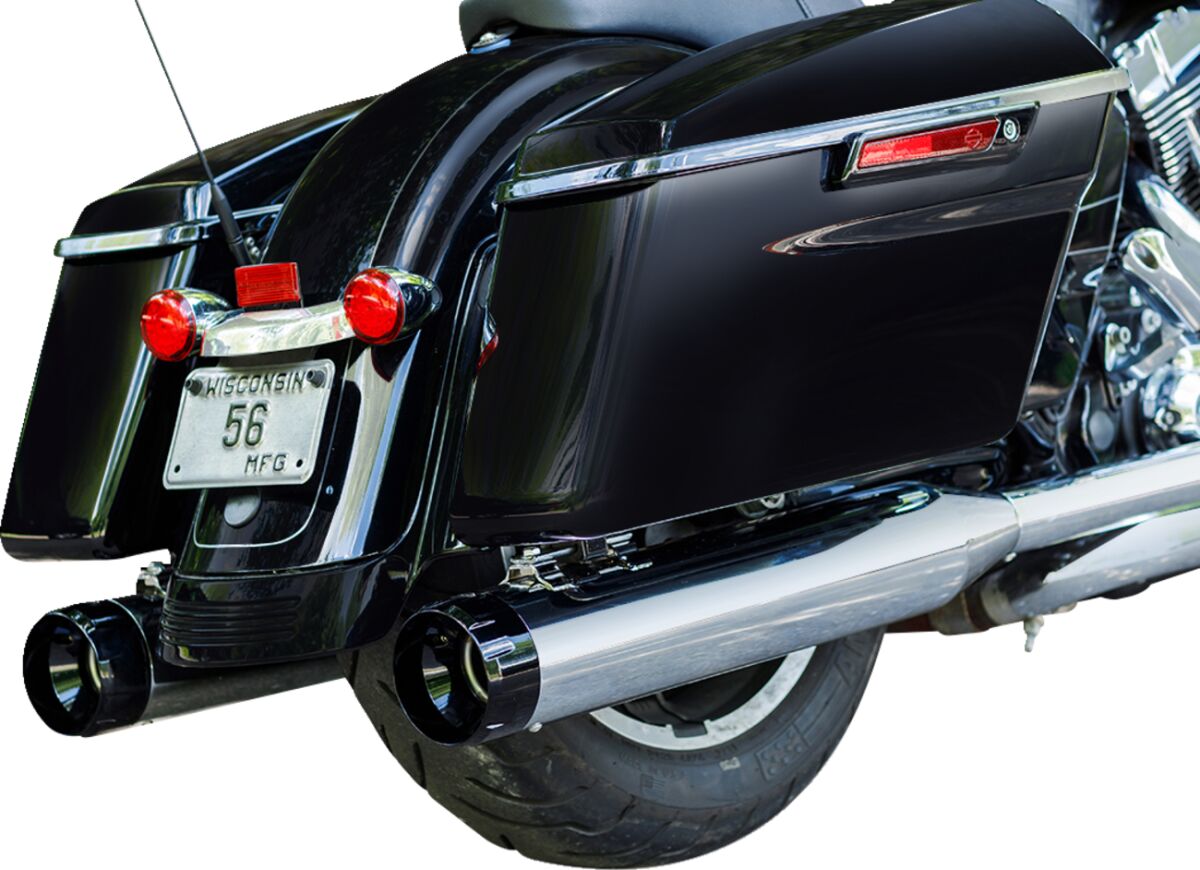 S&S CYCLE MUFFLER 4.5" SLIP-ON MK45 BLACK CONTRAST CUT THRUSTER END CAP-CHROME BODY FINISH 550-0619