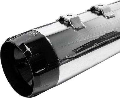 S&S CYCLE MUFFLER 4.5" SLIP-ON MK45 BLACK CONTRAST CUT THRUSTER END CAP-CHROME BODY FINISH 550-0619