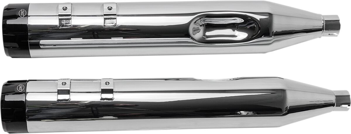 S&S CYCLE MUFFLER 4.5" SLIP-ON MK45 BLACK CONTRAST CUT THRUSTER END CAP-CHROME BODY FINISH 550-0619