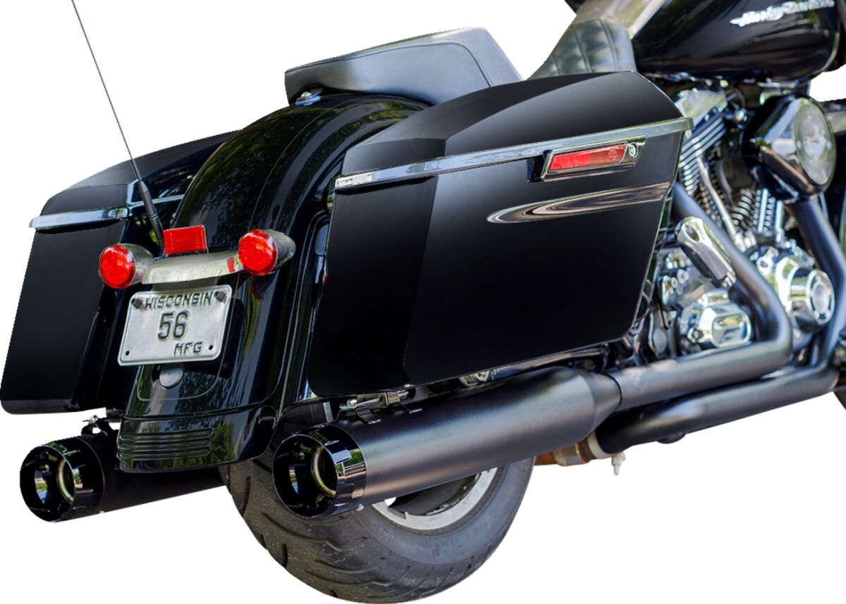 S&S CYCLE MUFFLER 4.5" SLIP-ON MK45 BLACK CONTRAST CUT THRUSTER END CAP-JET-HOT� BLACK BODY FINISH 550-0621